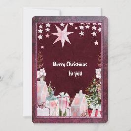 tarjeta de saludo de vacaciones de invierno rosa b