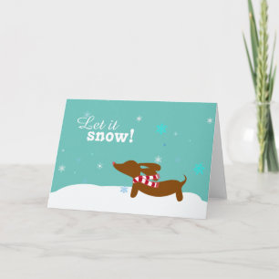 Tarjeta de saludo de vacaciones de perro de nieve 