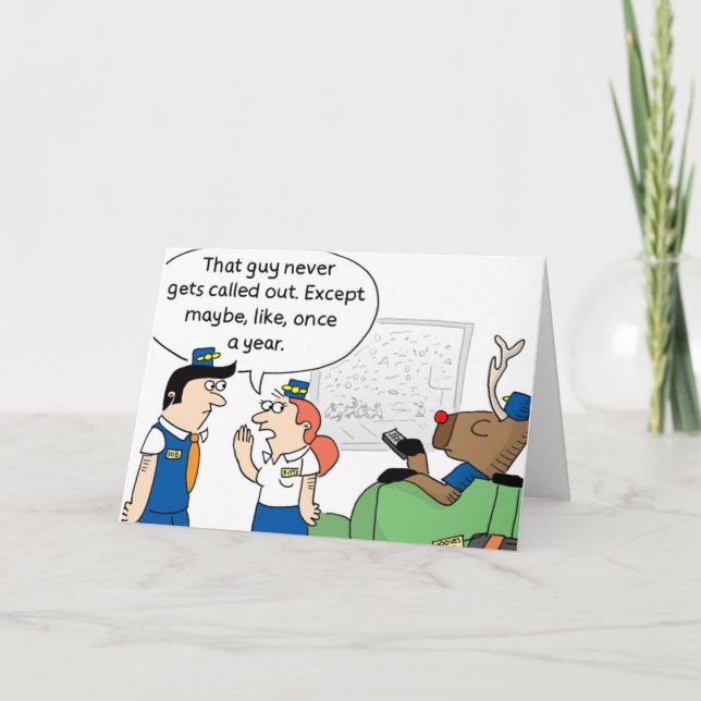 Tarjeta de saludo de vacaciones de reserva de reno (Anverso)