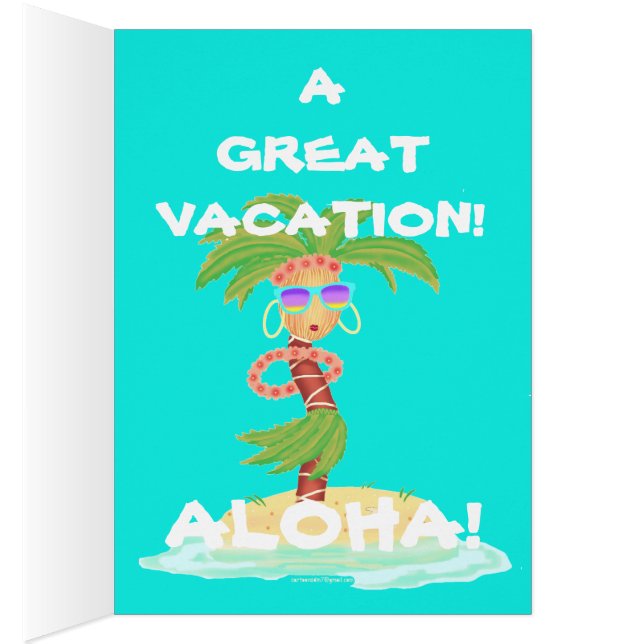 Tarjeta de saludo de vacaciones Hula Palm (Interior (Derecha))