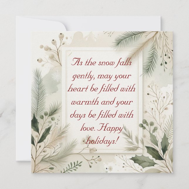 Tarjeta de saludo de vacaciones minimalista (Anverso)