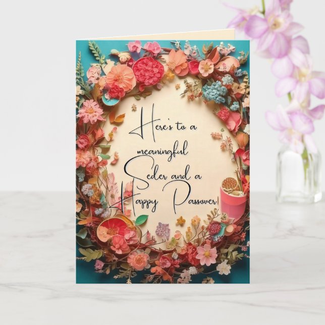 Tarjeta de saludo de vacaciones Passover Pesach Je (Orquídea)