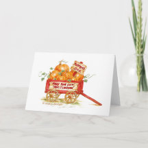 Tarjeta de saludo de vagón de calabaza de Hallowee