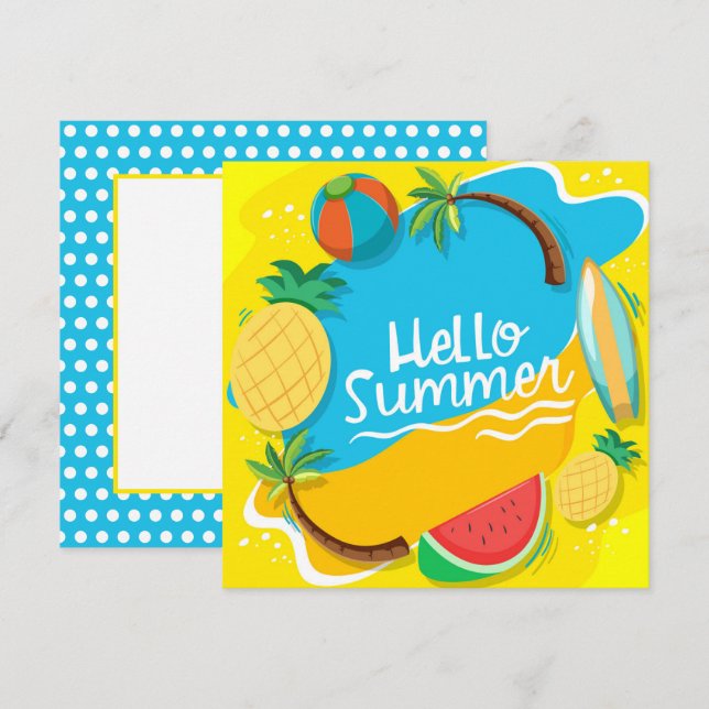 Tarjeta de saludo de verano de Beach Days Hello (Anverso / Reverso)