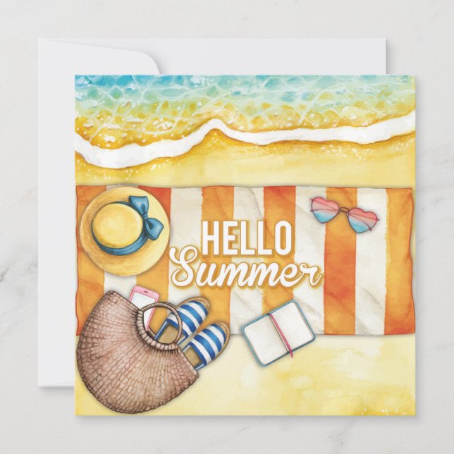 Tarjeta de saludo de verano de Beach Days Hello (Anverso)