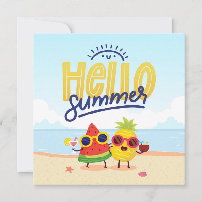 Tarjeta de saludo de verano de Beach Days Hello (Anverso)