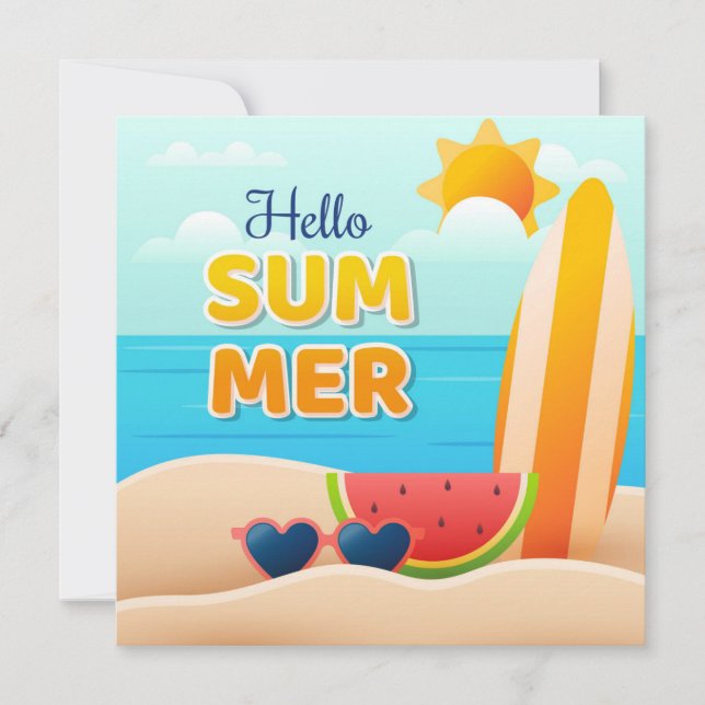 Tarjeta de saludo de verano de Beach Days Hello (Anverso)