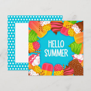 Tarjeta de saludo de verano de helado y paletas