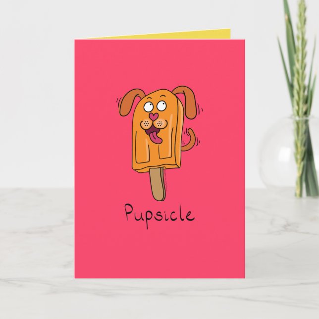 Tarjeta de saludo de verano Pupsicle Popsicle Dog  (Anverso)