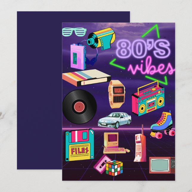 Tarjeta de saludo de Vibe de los 80 (Anverso / Reverso)