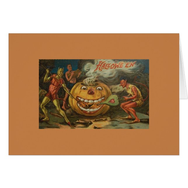 Tarjeta de saludo de Victorian Devils Halloween (Anverso (Horizontal))