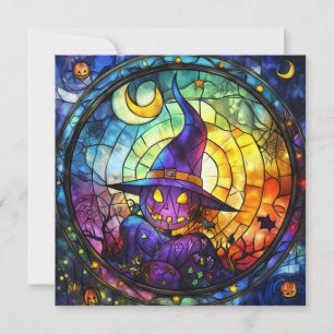 Tarjeta de saludo de Vidrio Manchado de Halloween
