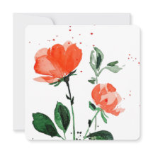 Tarjeta de saludo de Watercolor Vermilliones Rosas