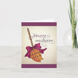 Tarjeta de saludo de Witch's Broom Halloween