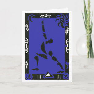Tarjeta de saludo de yoga con Virabhadrasana I