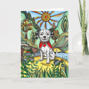 Tarjeta de saludo de Zentangle caprichoso perro ma