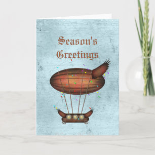 Tarjeta de saludo del Airship Bronze de los Navida