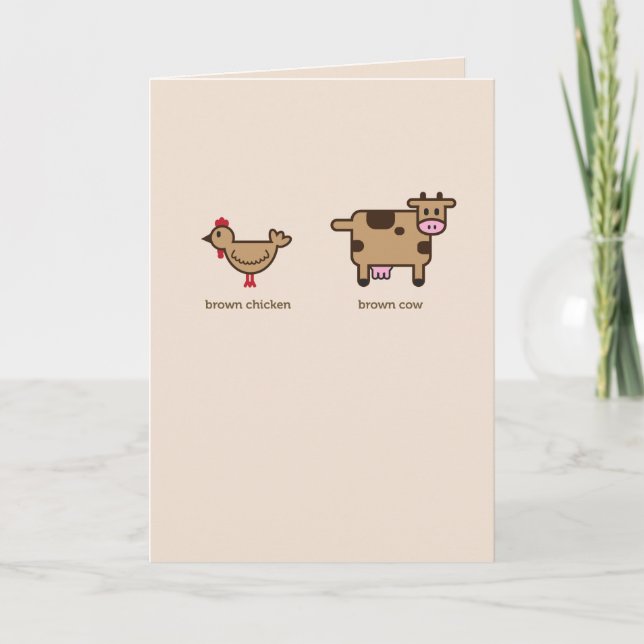 Tarjeta de saludo del aniversario de la vaca marró (Anverso)