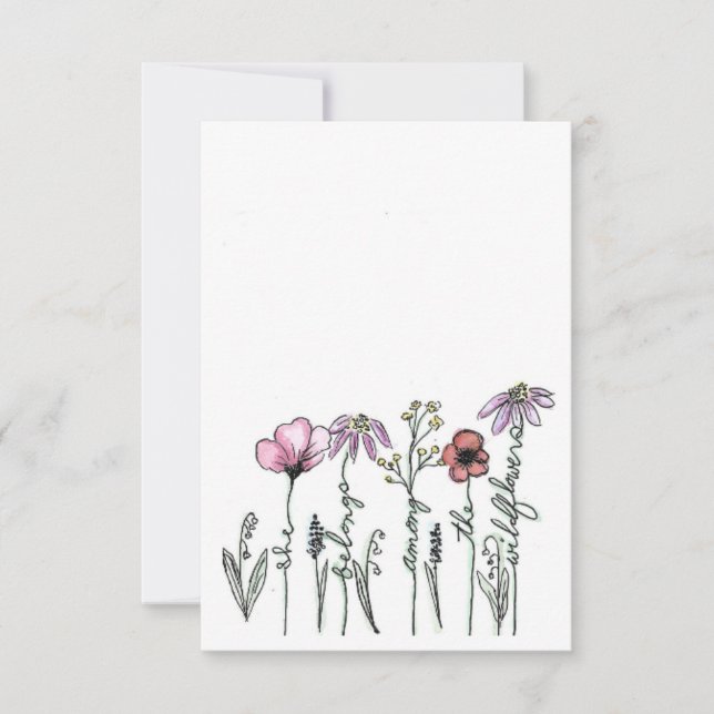 Tarjeta de saludo del boho wildflower sketch (Anverso)