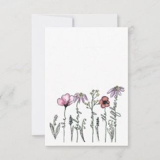 Tarjeta de saludo del boho wildflower sketch