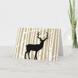 Tarjeta de saludo del bosque de Birch Beige y Blac