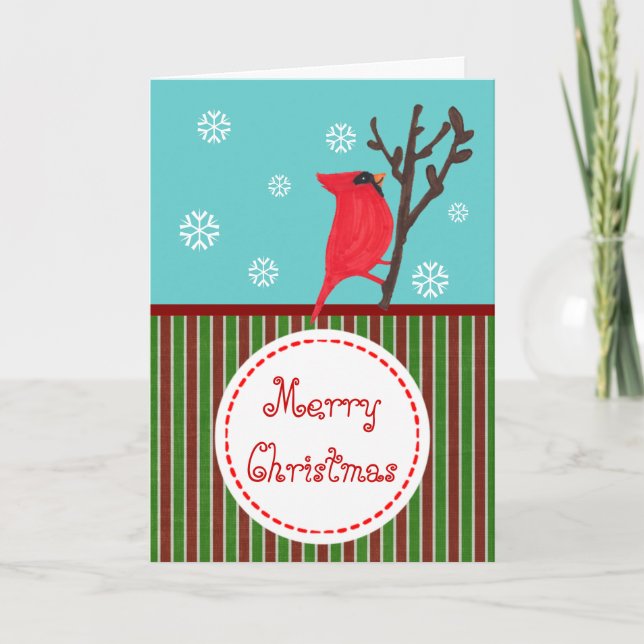Tarjeta de saludo del Cardenal Whimsical Navidades (Anverso)