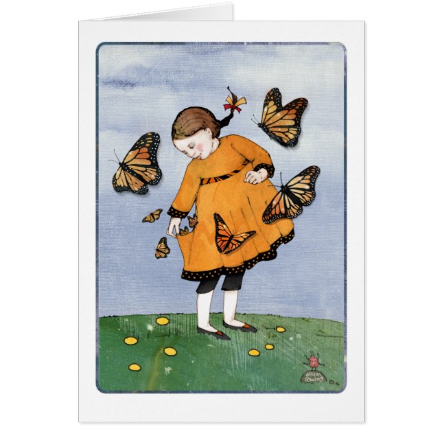 Tarjeta de saludo del Chica de mariposa monarca (Frente)