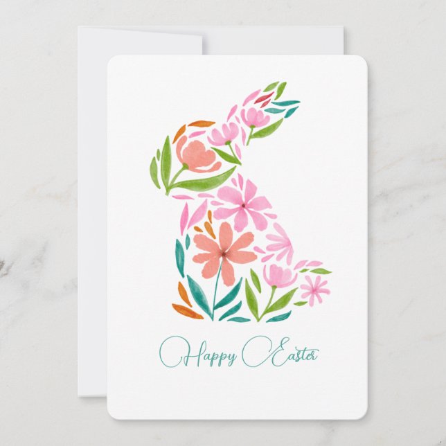 Tarjeta de saludo del conejo floral de cuevas acuá (Anverso)