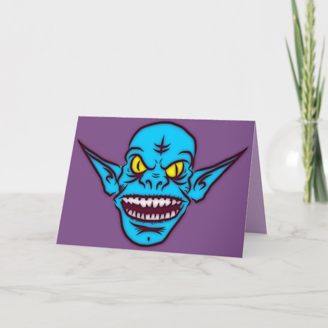 tarjeta de saludo del demonio azul zombie troll (Anverso)