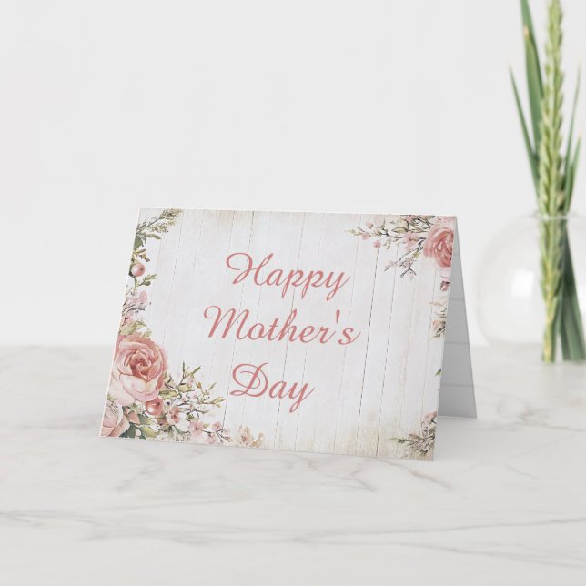 Tarjeta de saludo del Día de la Madre con flores d (Anverso)