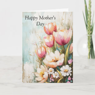 Tarjeta de saludo del Día de la Madre con tulipane