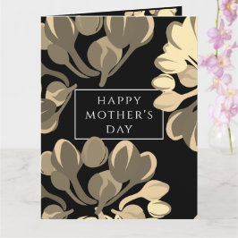 Tarjeta de saludo del Día de la Madre floral negro