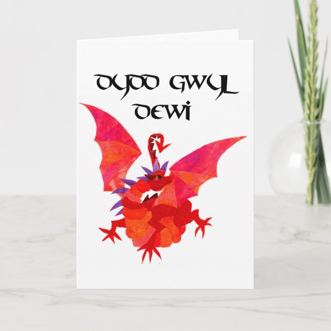 Tarjeta de saludo del Día del Dragón Rojo St David (Anverso)