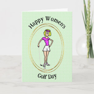 Tarjeta de saludo del Día del Golf Femenino Blonde
