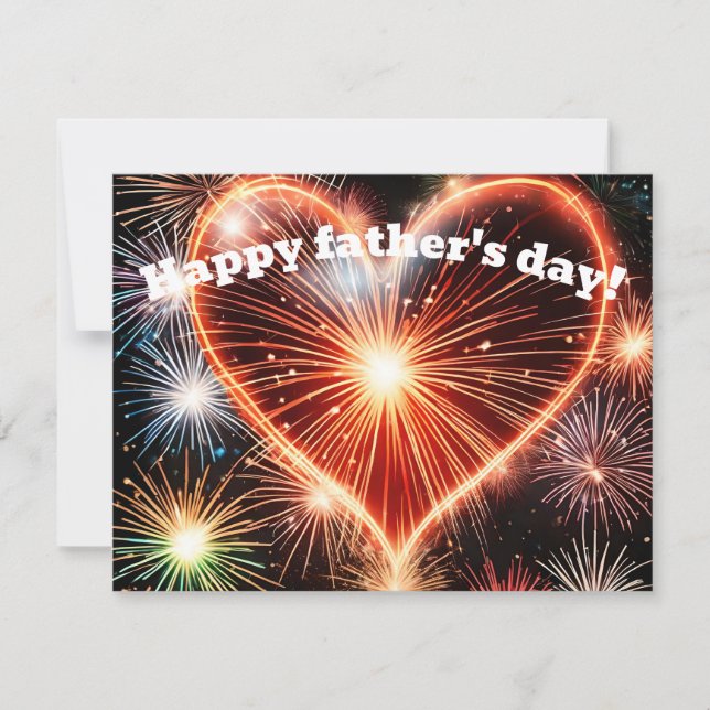 Tarjeta de saludo del Día del Padre con fuegos art (Anverso)