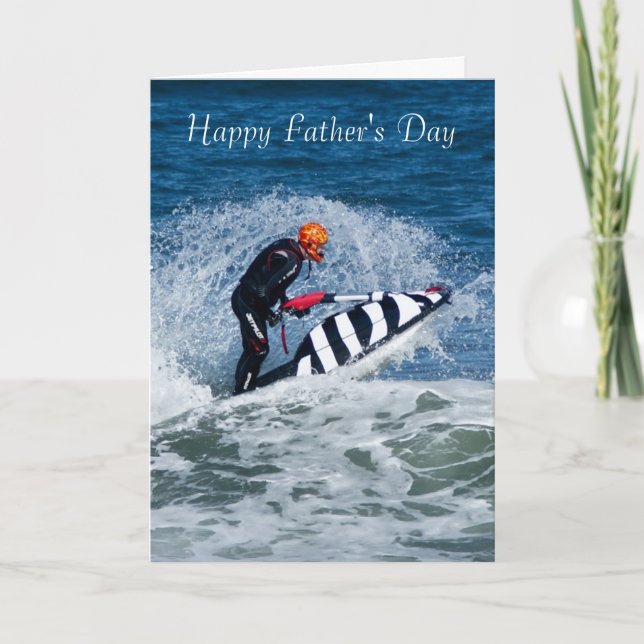 Tarjeta de saludo del Día del Padre de Jet Ski (Anverso)