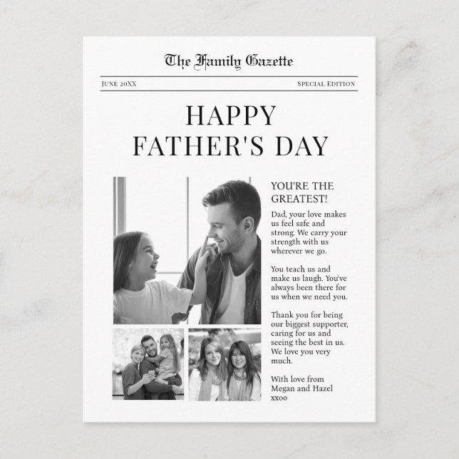 Tarjeta de saludo del Día del Padre Feliz de Perió (Anverso)