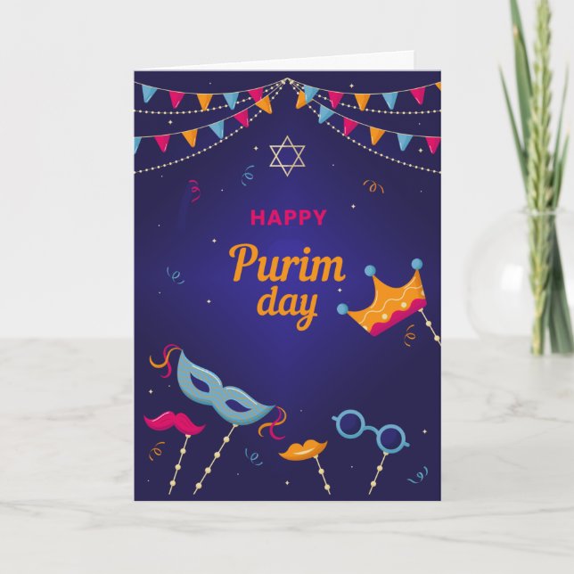 Tarjeta de saludo del Día del Purim (Anverso)