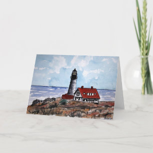 tarjeta de saludo del faro del faro de portland