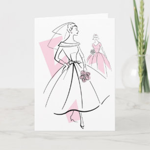Tarjeta de saludo del grupo Fashion Bride Pink