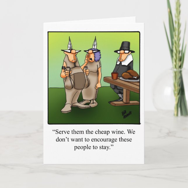 Tarjeta De Saludo Del Humor Del Día De Gracias Par (Anverso)