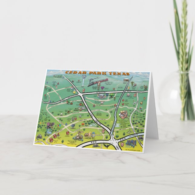 Tarjeta de saludo del mapa de Cedar Park (Anverso)