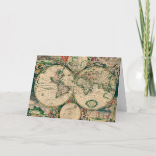 Tarjeta de saludo del mapa del mundo del siglo XVI