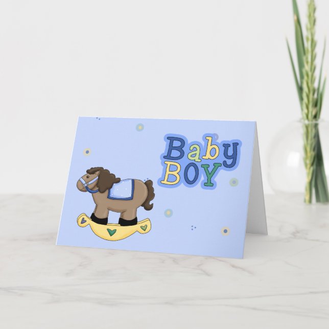 Tarjeta de saludo del niño bebé de los caballos de (Anverso)