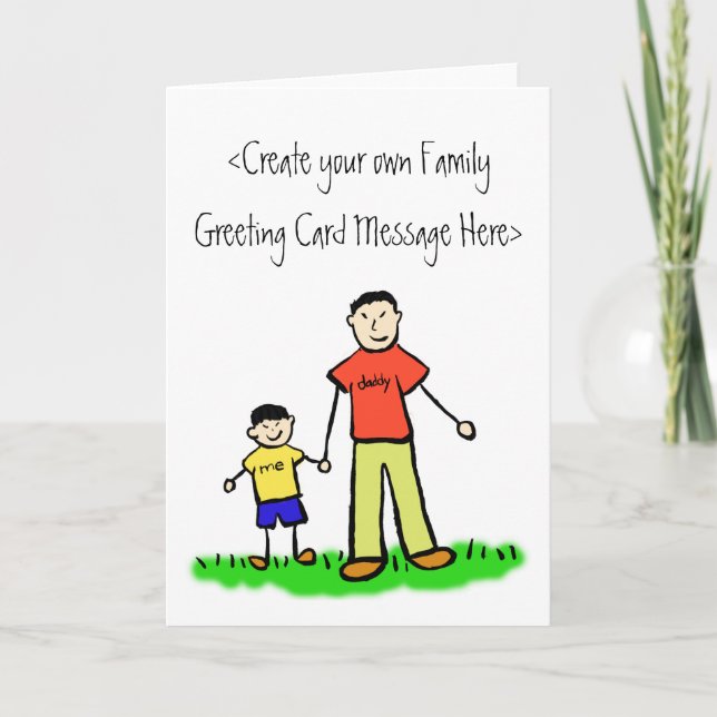 Tarjeta de saludo del niño padre e hijo de papá Pe (Anverso)