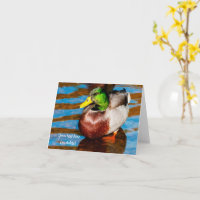 Tarjeta de saludo del patito mallard adorable