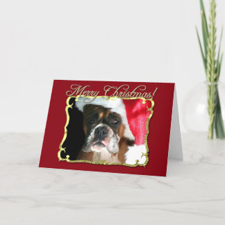 Tarjeta de saludo del perro del Boxer de Navidad d