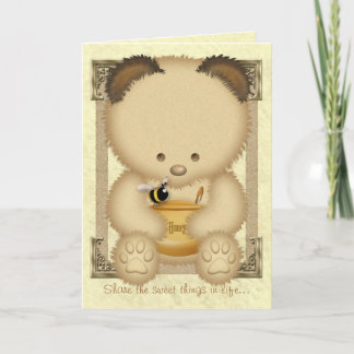 Tarjeta de saludo del Personalizado del oso de mie