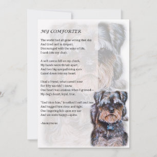 Tarjeta de saludo del poema Terrier Dog Comforter