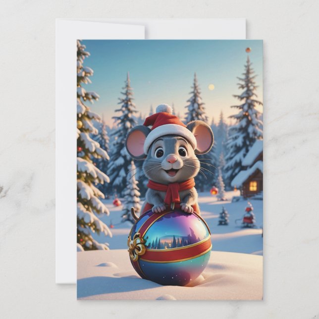 Tarjeta de saludo del ratón para navidades (Anverso)